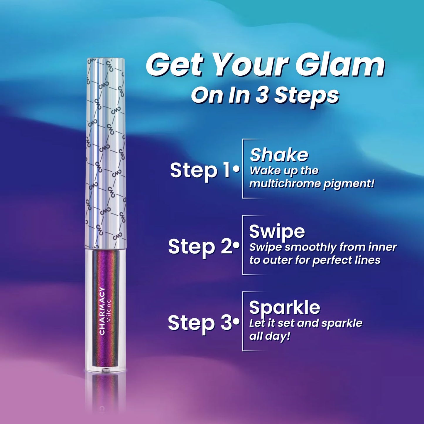 CHARMACY Chameleon Eyeliner Liquid Liner, Glitter liquid eyeliner waterproof, Metallic Intense Color Shifting Colorful Eyeliner, Long wearing,Ultra-Fine Tip Smudge-proof,YELLOW GREEN INDIGO 906