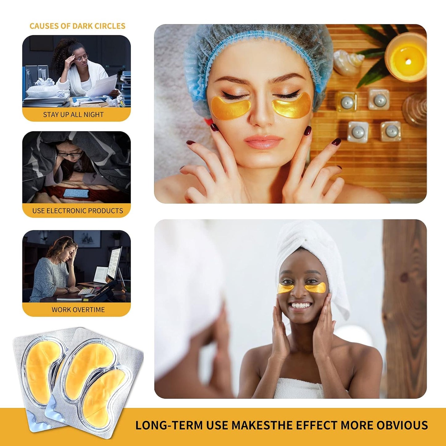 Under Eye Patches, 24K Gold Eye Mask - 36 Pairs, Collagen Eye Patch for Puffy Eyes and Dark Circles and Anti-Aging, Deep Moisturizing Eye Treatment Masks for Women and Men