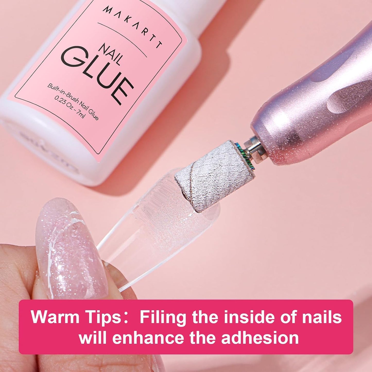 Makartt Super Strong Nail Glue for Acrylic Nails: 7ML 3 Pcs Brush on Nail Glue for Nail Tips Press On Nails Ultra Quick,Long Lasting,Easy to Use False Nail Glue for Glue on Nails Fake Nails DIY Nails
