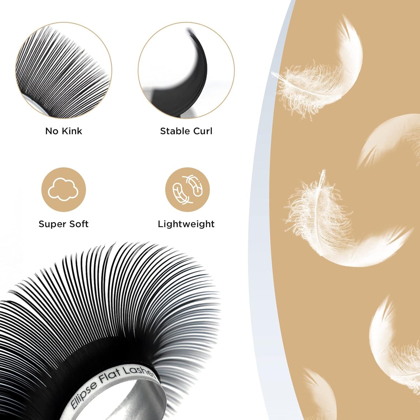 LASHVIEW Eyelash Extensions,Ellipse Flat Eyelash Extensions 0.20mm D Curl 11mm, Black,Individual Lashes,Semi-Permanent Extremely Soft Professional Salon Use
