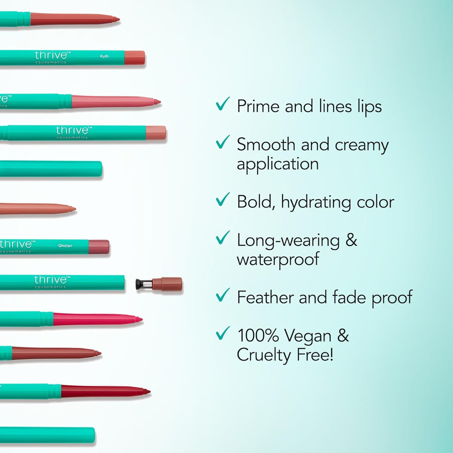 Thrive Causemetics Lip Filler Long-Wearing + Plumping Lip Liner, Shea Butter Hydrating Lip Plumper Retractable Lip Liner Pencil, Built In Sharpener, Vegan & Cruelty Free, Ghizlan (Plum Mauve)
