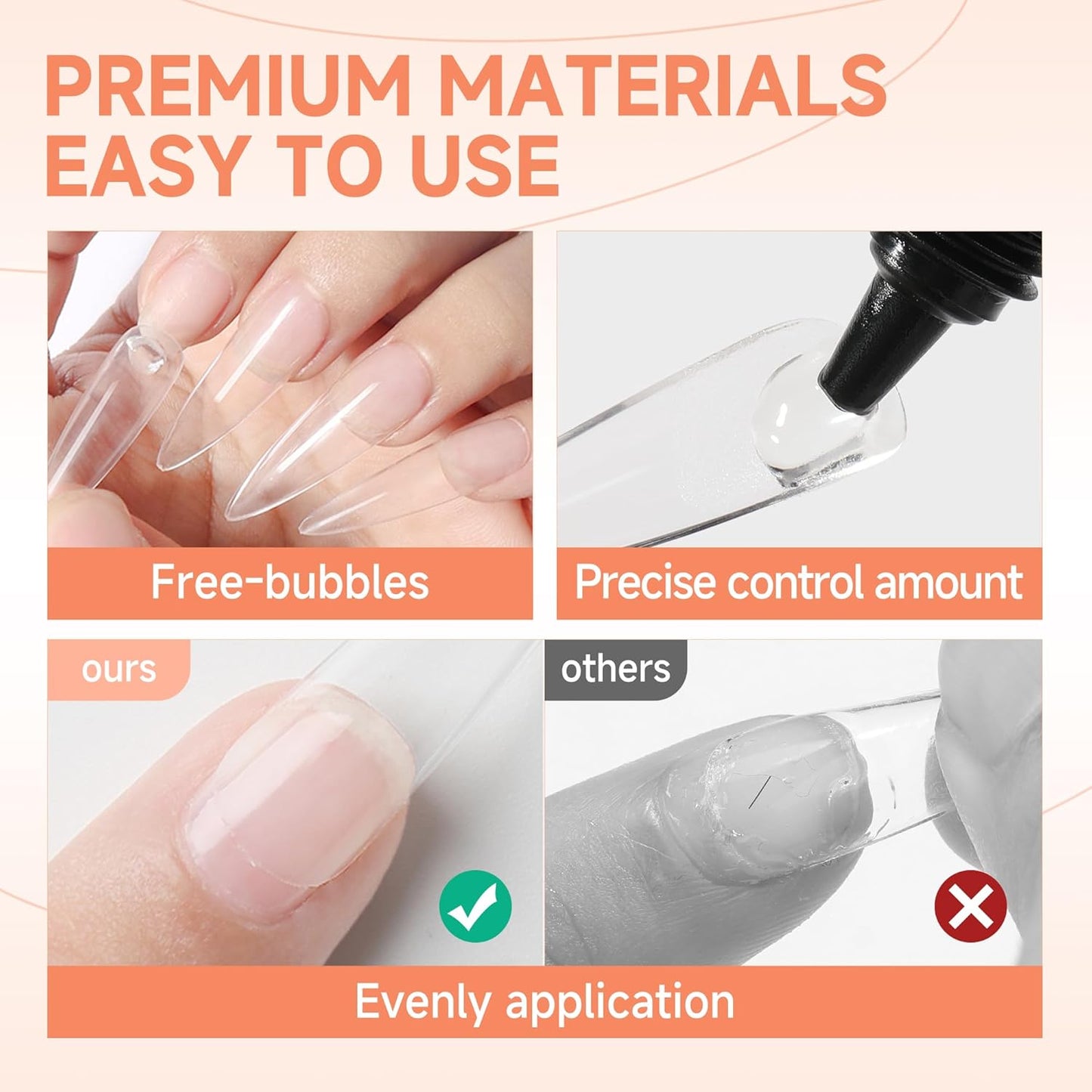 UNA GELLA Soft Gel Nail Tips Glue | 2pcs | Solid State Soak Off Super Strong Glue for Acrylic Nails Curing Needed For Nail Extensions Press On Nails 15ml*2 for Gel Jelly Tips