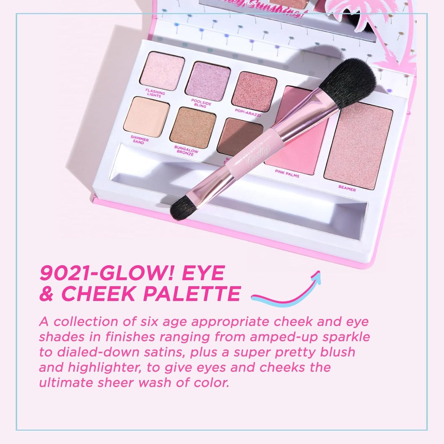 Petite ’N Pretty Dream in Color Makeup Set for Kids, Teens, Tweens - 3-in-1 Eye & Cheek Palette (Blush, Eyeshadow, Highlighter) with Brush, Lip Gloss Balm, Feather Stretch Mascara & Satin Scrunchie