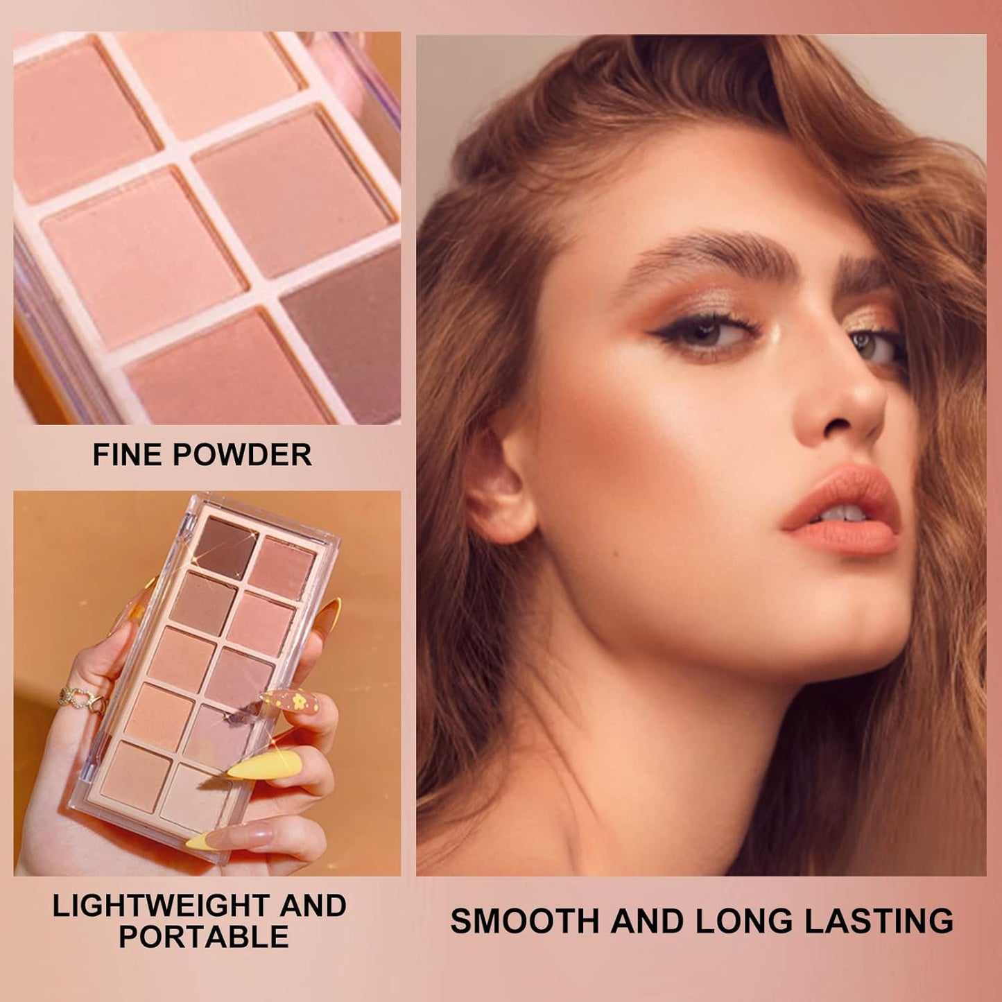 Erinde 10 Colors Eyeshadow Palette - Matte Nude Naked Eye Shadow Makeup, Ultra-Blendable High Pigmented Long Lasting, Neutral Beige Brown Eye Make Up Pallet with Brush Travel Size Gift Kit, Milk Tea
