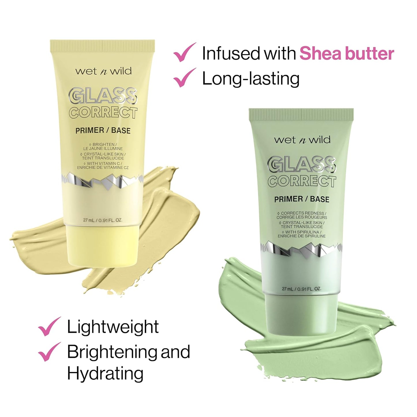wet n wild Prime Focus Glass Skin Correct Primer, Bright Crystal Finish, Yellow (Pack of 2)