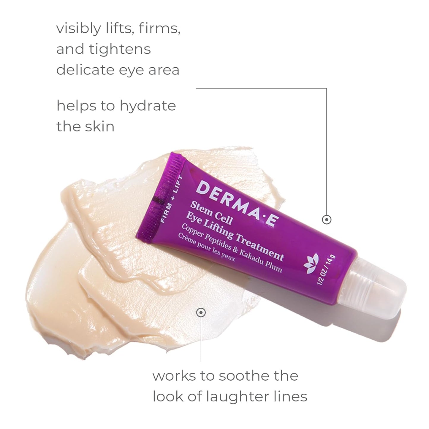 Derma E Stem Cell Lifting Eye Treatment – Multi Action Firming and Tightening Under Eye and Upper Eyelid Cream - Hydrating and Revitalizing Moisturizer, 0.5oz