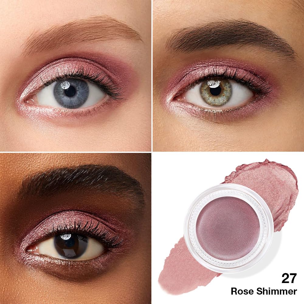 Cream Glitter Rose Shimmer Metallic Eyeshadow Palette Makeup, Natural Single Mini Instant Holographic Eyeshadow For Older Women, Sombras Crema Para Ojos, Talc, Paraben & Cruelty Free, 27