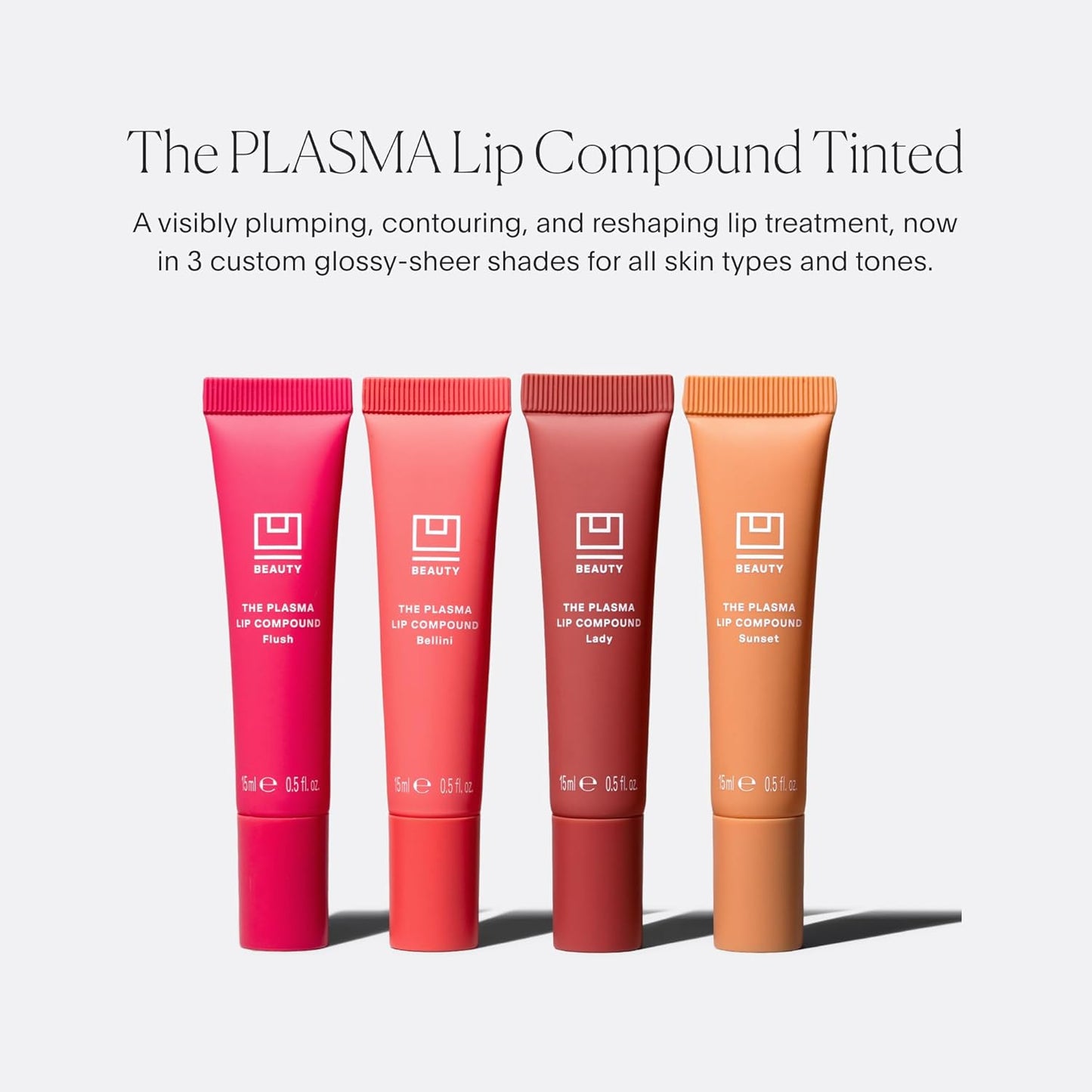 U Beauty The PLASMA Tinted Lip Compound - Anti-Aging & Anti-Wrinkle Lip Gloss, Hyaluronic Acid, Shea Butter & Peptides for Hydration & Plumping, Bellini - 15 mL