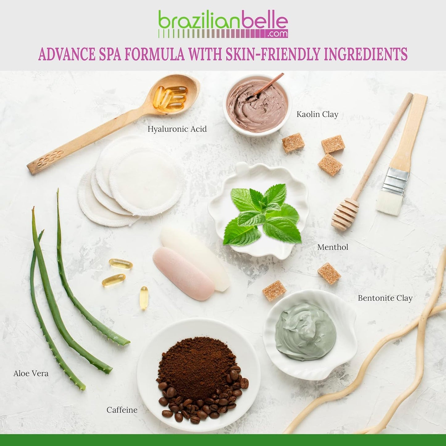 Brazilian Belle Detox Clay Body Wraps for Body Firming & Skin Tightening – Anti-Cellulite Stomach Wraps with Bentonite Clay & Aloe Vera – Complete Firming Cream Skincare Kit with up to 12 Applications