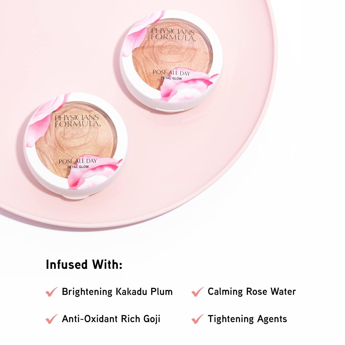 Physicians Formula Rosé All Day Highlighter Blush Face Powder Shimmer Petal Glow, Pink Freshly Picked, Dermatologist Tested, Clinicially Tested