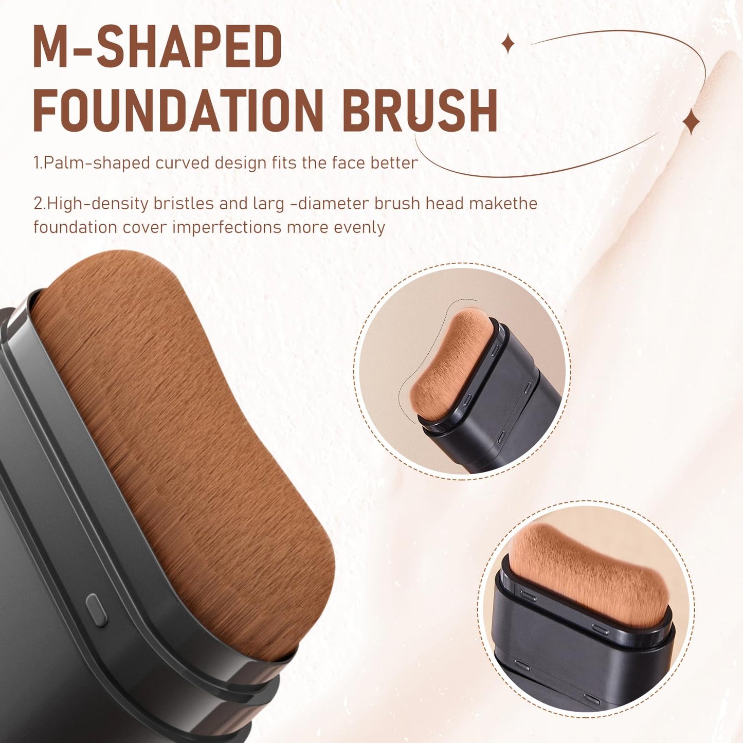 2PCS Long-Lasting Concealer Foundation Stick, Full Coverage Foundation Stick, 2-in-1 Contouring foundation with Brush, Cover Blemishes for All Skin Types (02#Natural)