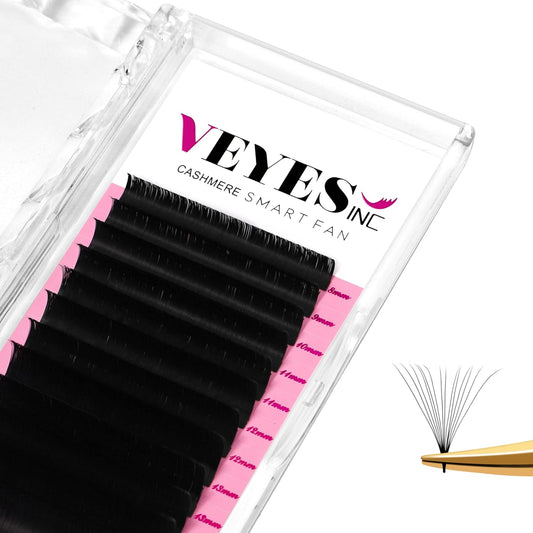 VEYES INC Cashmere Smart Fan Lash Extensions 0.03 0.05 0.07 C/CC/D Curl 8-20mm Mixed & Single Length, Super Matte Black Volume Lashes, Professional Supplies for Lash Techs (0.05 CC 8-16mm)