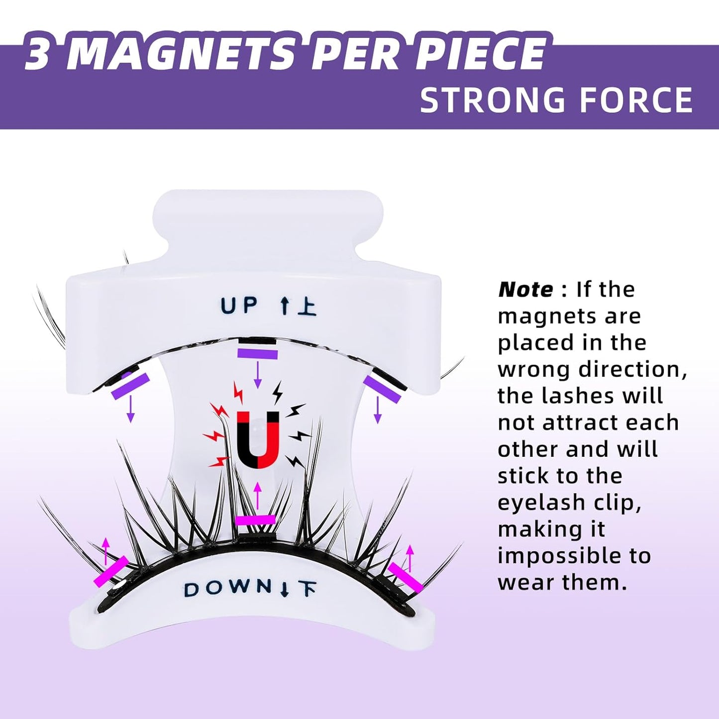 B&Qaugen Magnetic Eyelashes with Applicator Reusable Glue-Free Natural Look Eyelashes Kit Easy to Wear and Remove (2Pairs)