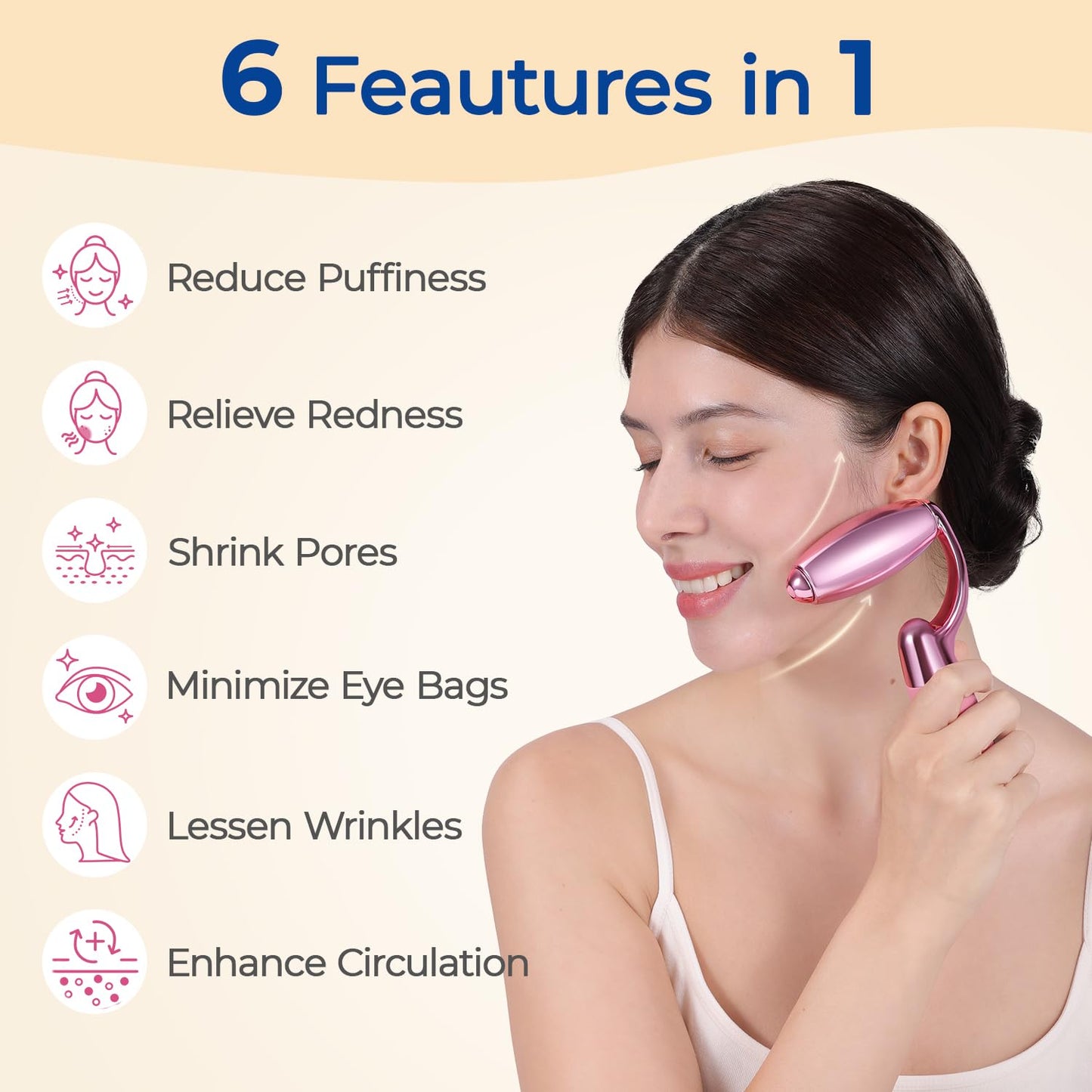 MORGLES Ice Roller for Face and Eyes, Ice Face Roller for Women Skin Care, Cold Facial Roller for Puffiness, Migraine Relief and Lymphatic Drainage