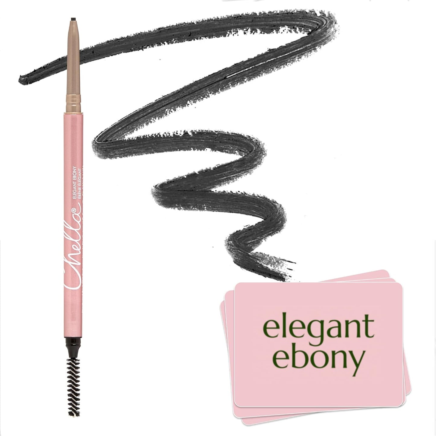 Chella Eyebrow Pencil – Easy-to-Use Brow Definer for Shaping, Filling & Blending – Long-Wear Ebony Eyebrow Pencils for Women with Precise Tip (Ebony)