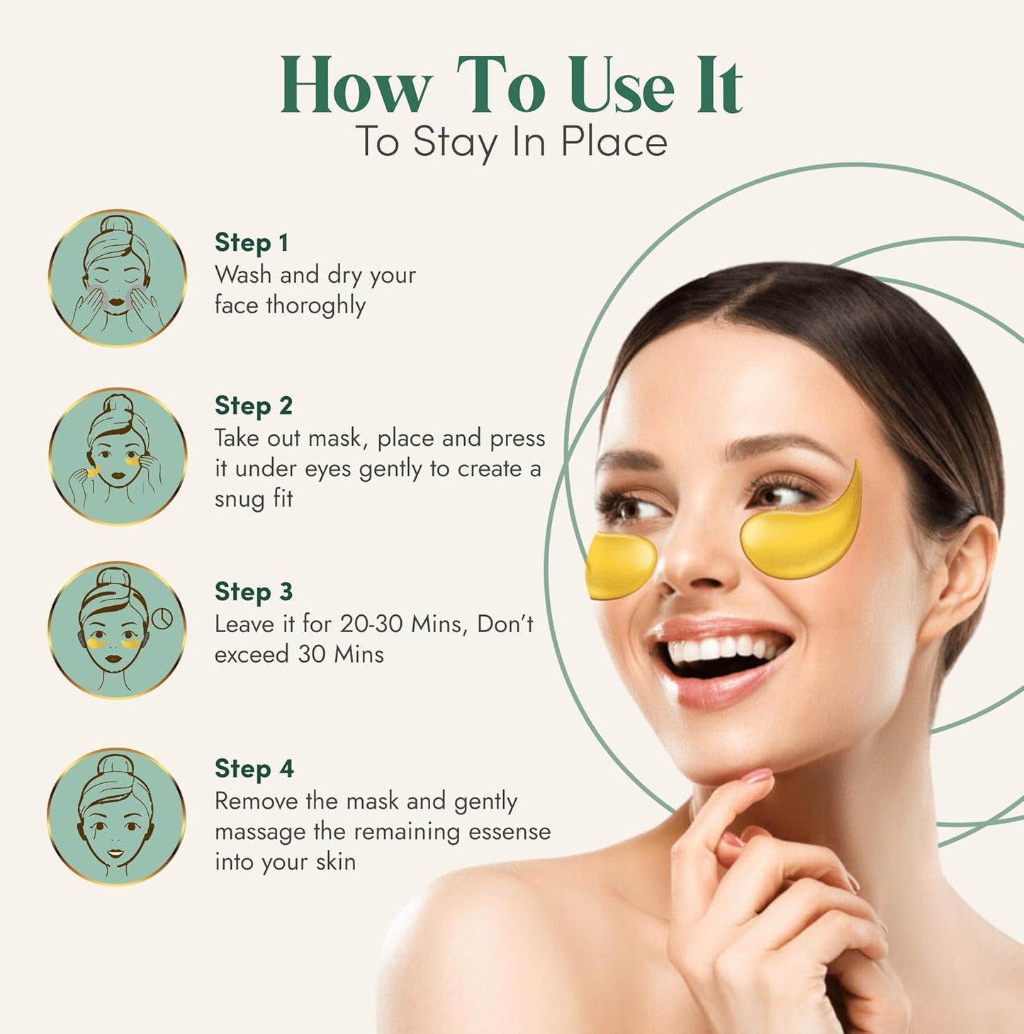 24K Gold Under Eye Patches For Puffy Eyes (36 Pairs) - Collagen Enriched Under Eye Masks for Dark Circles and Puffiness, Hyaluronic Acid Under Eye Mask Patches for Wrinkles