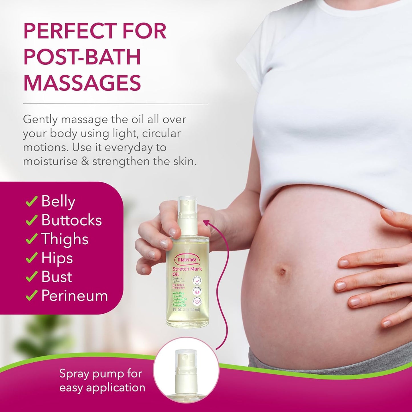 Stretch Mark Oil - Provides Optimal Skin Hydration and Nourishment, 3.3 FL. OZ. (100 ml)