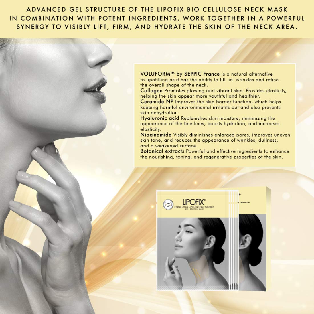 Neck Lifting Hydrating Firming Intense Treatment Bio - Cellulose Mask (5 MASKS)