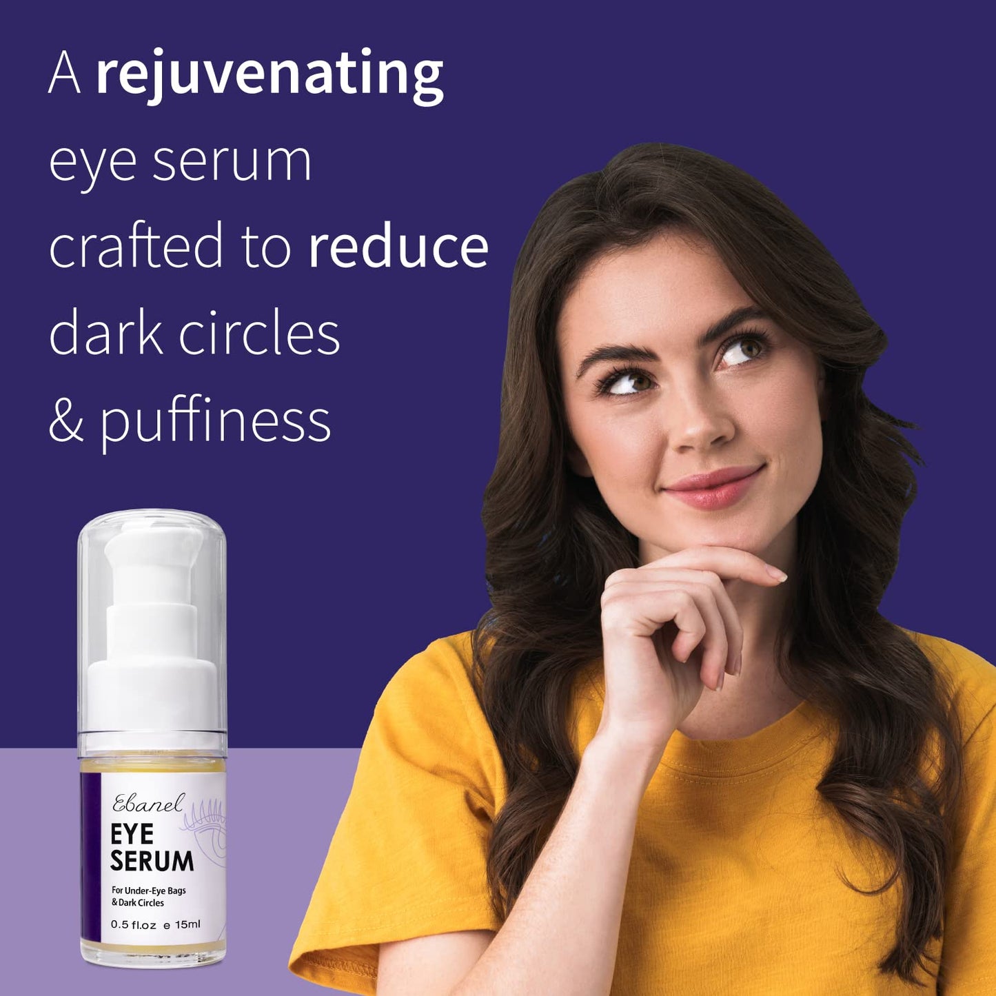 Ebanel Peptides Eye Serum, Dark Circles Under Eye Treatment for Women and Men, Under Eye Bags Puffiness Remover, Eye Lifting and Firming Serum with Wine Extract, Lavender Extract, Olive Leaf Extract