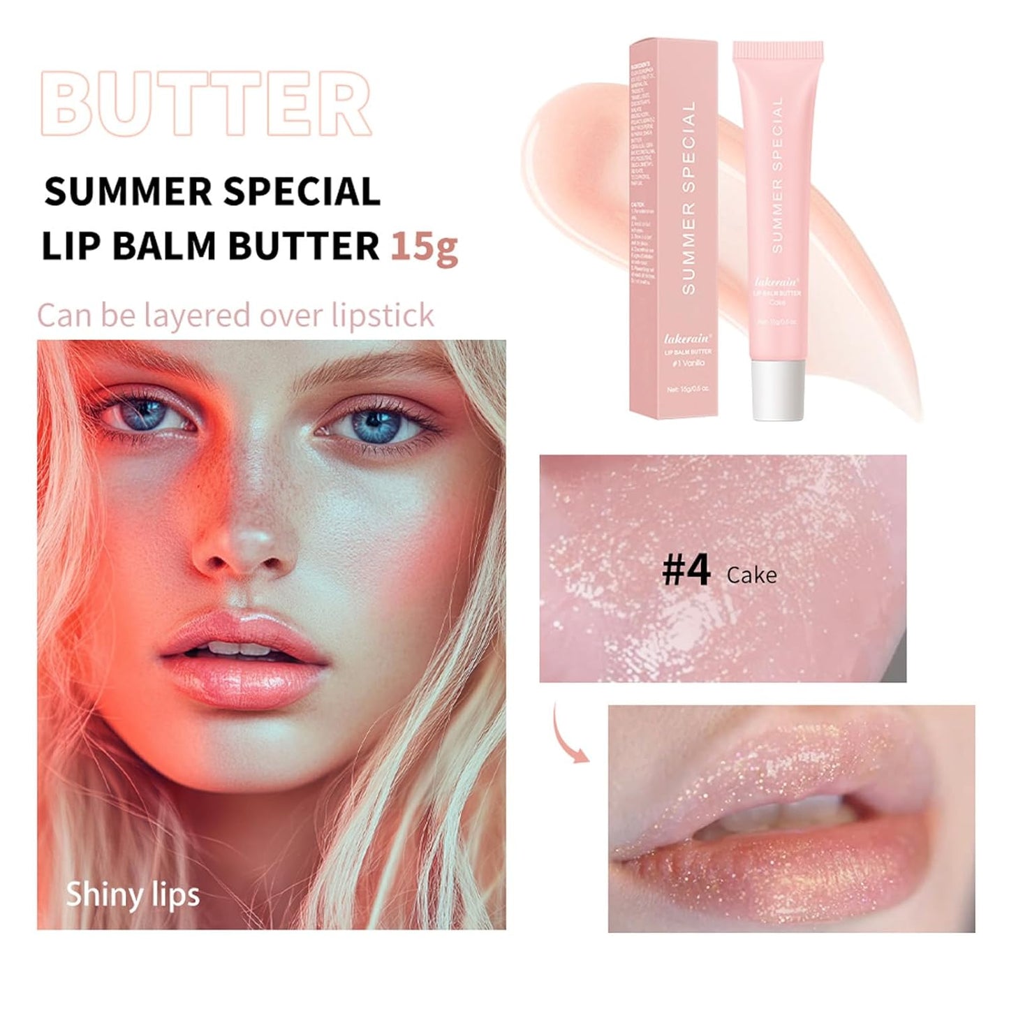 4 PCS Summer Special Lip Butter Balm - Ultra-Hydrating, Nourishing Lip Care with Natural Ingredients, Shea Butter & Olive Oil, Soothes & Softens Dry Lips (4PCS, 0.5 Fl Oz (Pack of 4))