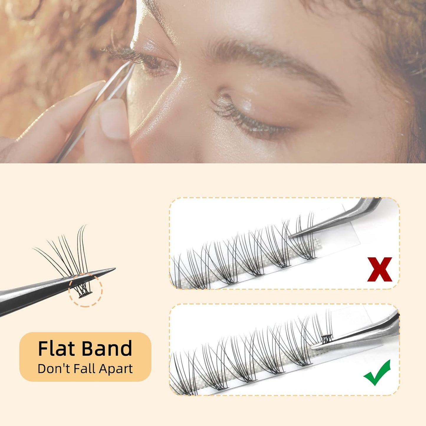QUEWEL Cluster Lashes 240Pcs Individual Lashes 10D 0.10C Curl 14mm Knot-Free Lash Extensions Clusters Lashes Soft&Natural False Eyelashes Individual DIY Eyelash Extension at Home(10D 0.10C 14)