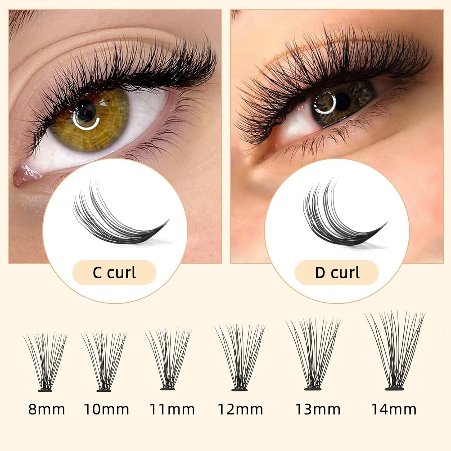 QUEWEL Cluster Lashes 240Pcs Individual Lashes 20D 0.07D Curl 16mm Knot-Free Lash Extensions Clusters Lashes Soft&Natural False Eyelashes Individual DIY Eyelash Extension at Home(20D 0.07D 16)