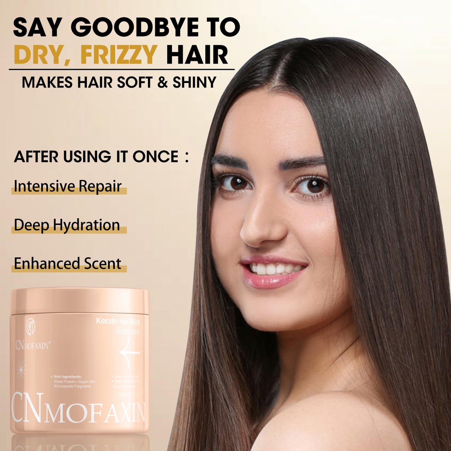 Keratin Hair Mask & Deep Conditioner, Hydrating & Deep Conditioning Repair with Wheat Protein & Argan Oil for Dry, Damaged, or Color-Treated Hair, Anti-Frizz Hair Treatment - 17.5 Oz.