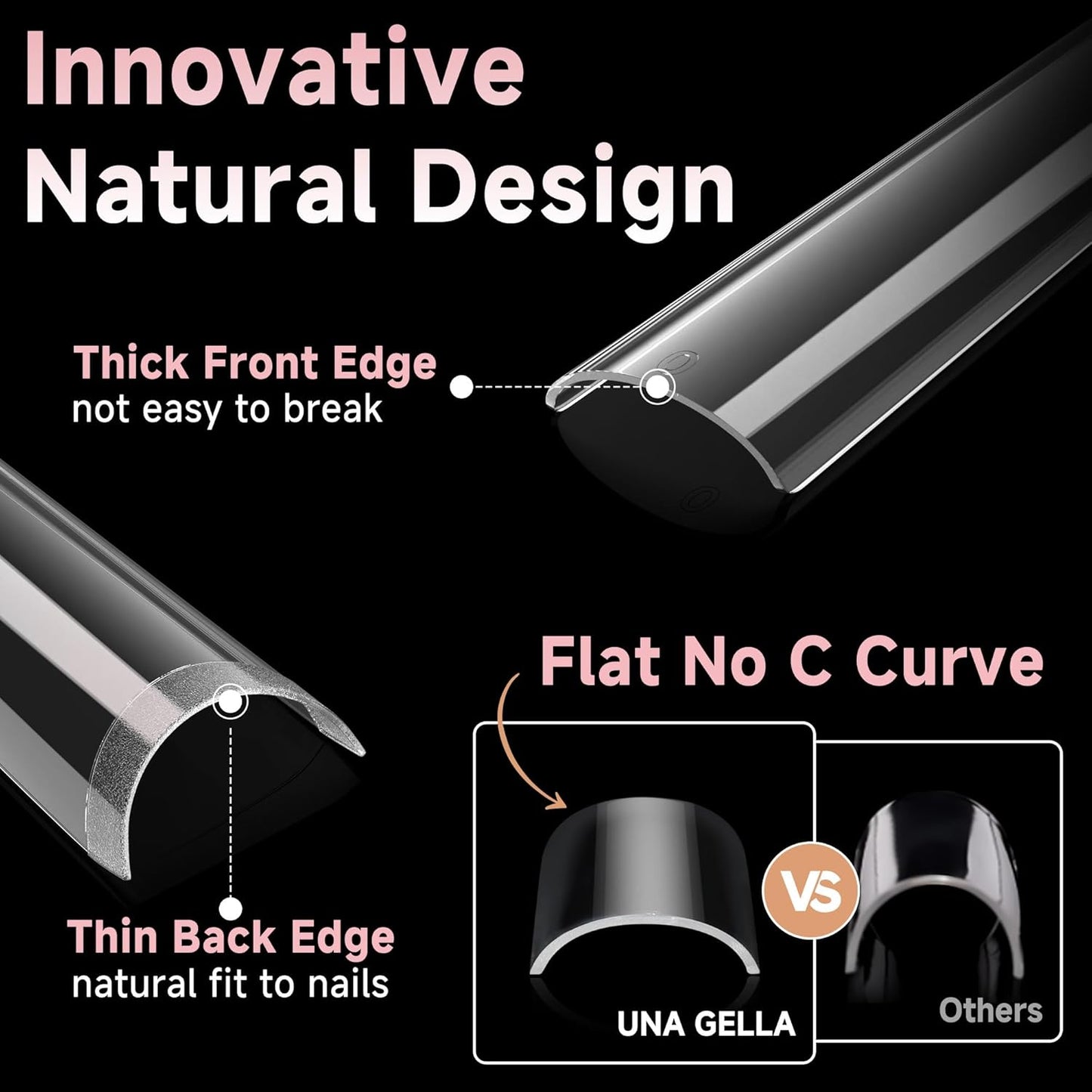 UNA GELLA 312PCS XXXL Nail Tips Square No C Curve, Extra Long Half Cover Long Straight Gel Nail Tips 12 Sizes Press on Nails Square for Acrylic Nails Professional for Nail Salon and DIY