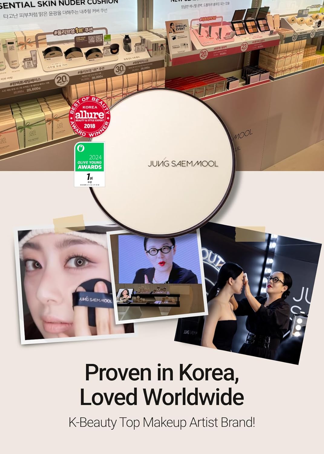 [JUNGSAEMMOOL OFFICIAL] Essential Skin Nuder Cushion (06 Pink Light) | Refill Included | Natural Finish | SPF50 Broad Spectrum | Makeup Artist Brand