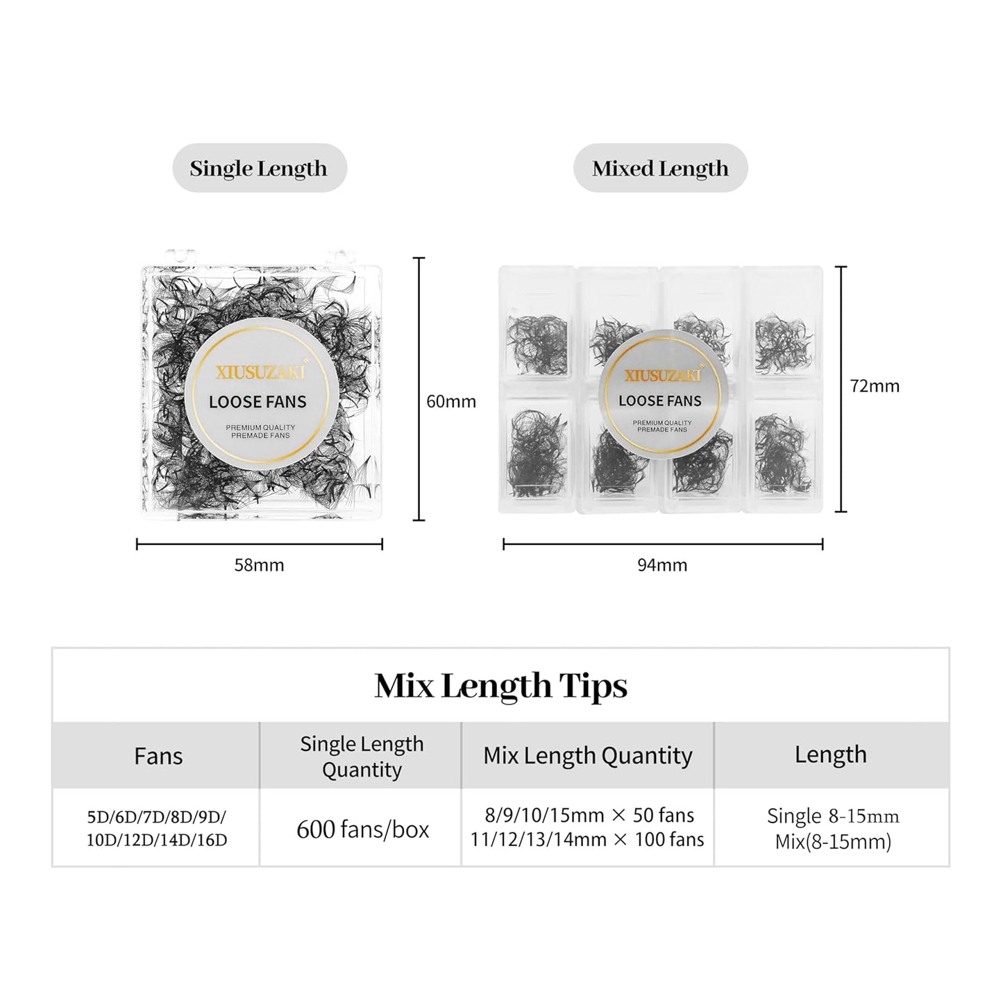 Premade Fans Eyelash Extensions 600 Fans 12D Volume Lash Extensions 0.05 Thickness Eyelash Extension D Curl Premade Lash Fans Mix 8-15mm Fluffy Soft Handmade Loose Fan(600Fans-12D-0.05-D,8-15mm)