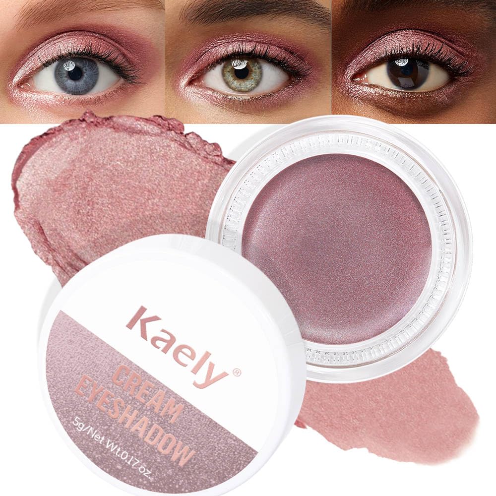 Kaely Single Cream Eyeshadow Pot, Rose Shimmer Eye Shadow for Older Women High Pigmented Waterproof, Natural Eyeshadow Palette Makeup Brightener, sombras en crema para ojos, Blendable, 27