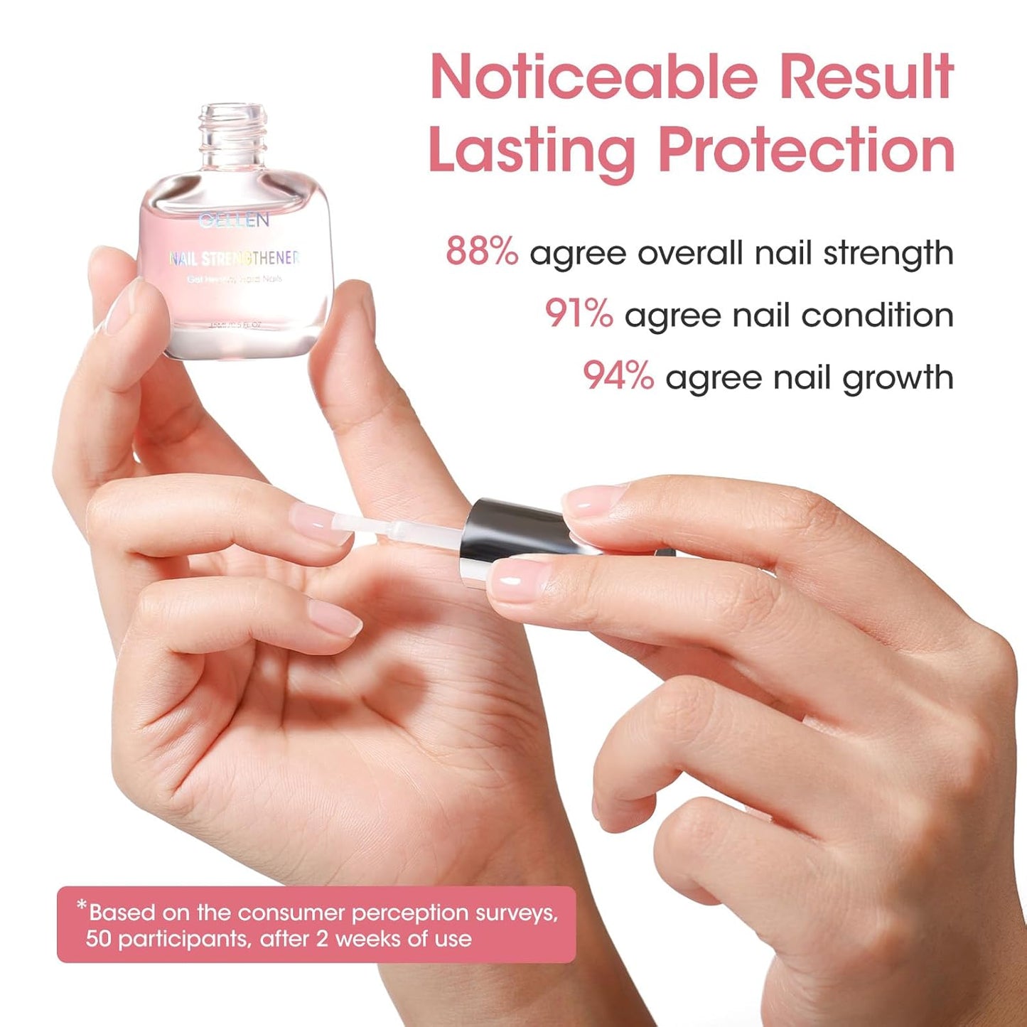 Gellen Nail Strengthener, 8-In-1 Nail Repair Serum Growth for Thin Brittle Damaged Nails, Air Dry Clear Nail Growth Care Treatment, Keratin Calcium Formula, Cherry Blossom Scent