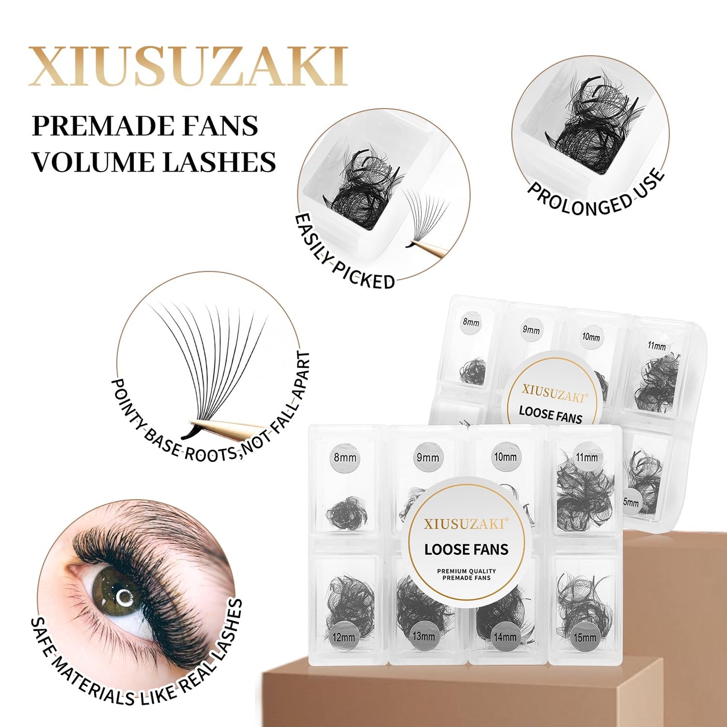 Premade Fans Eyelash Extensions 600 Fans 10D Volume Lash Extensions 0.05 Thickness Eyelash Extension D Curl Premade Lash Fans Mix 8-15mm Fluffy Soft Handmade Loose Fan(600Fans-10D-0.05-D,8-15mm)