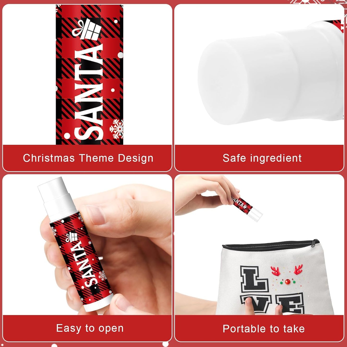 Sosation 80 Pcs Christmas Flavored Lip Balm Bulk Holiday Christmas Stocking Gift Set Celebrate Lip Balm Stick Beauty Lip Care