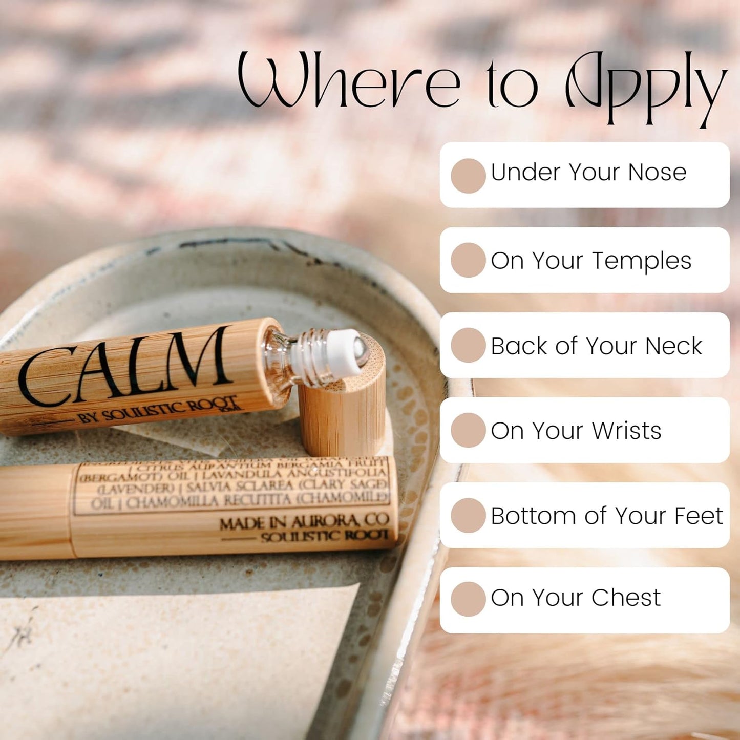 Calm Essential Oil Roller, Calm Essential Oil Roll On Blend, 10ml Glass Roller- Stress Relief, Essential Oil Blends, Aromatherapy Self Care Products for Women