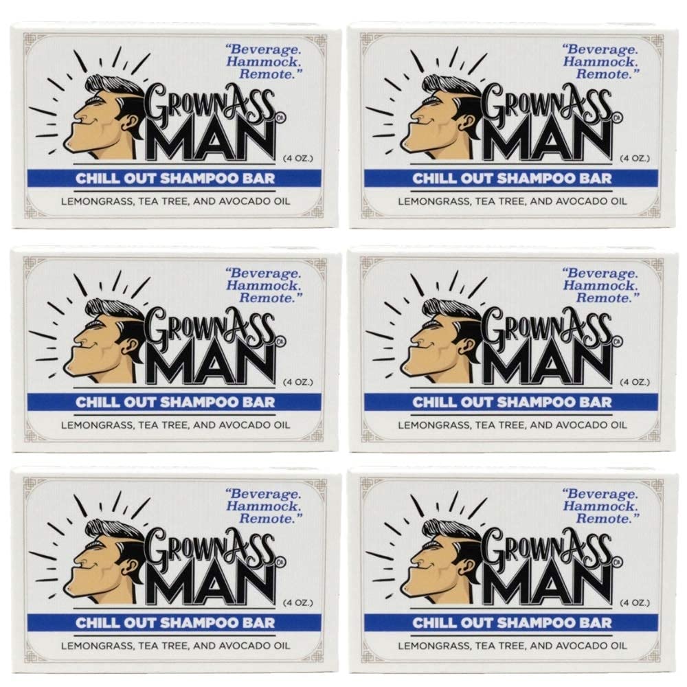 Solid Shampoo Bar Rich Lather 3 in 1: Hair, Beard & Body Wash - Plastic Free & Eco-Friendly, Natural & Organic Clean for All Hair Types, 4oz Bar (Chill Out, 6-Pack)