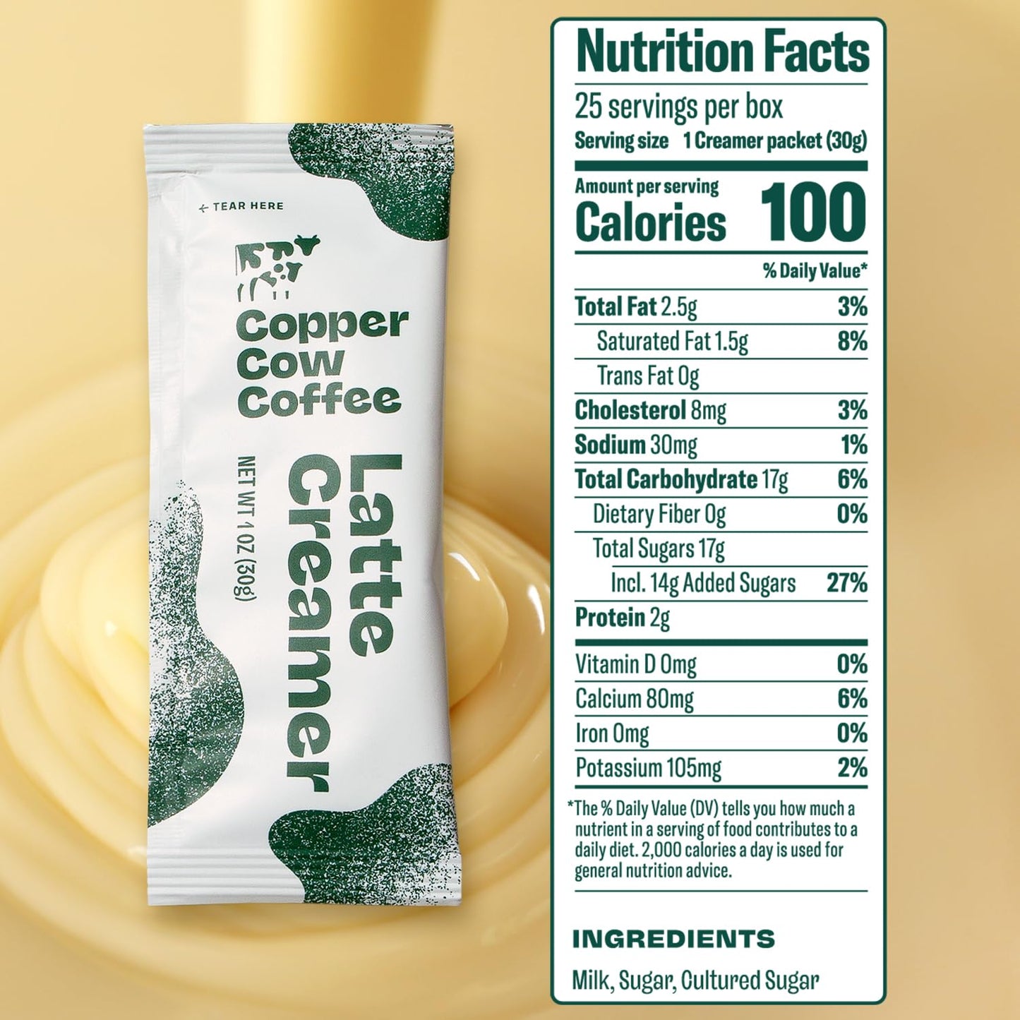 Copper Cow Coffee Sweetened Condensed Milk Coffee Creamer Singles (25 pack) | Vietnamese Inspired Coffee Creamer, All Natural Creamer Packets for Pour Overs & Lattes | No Refrigeration Needed