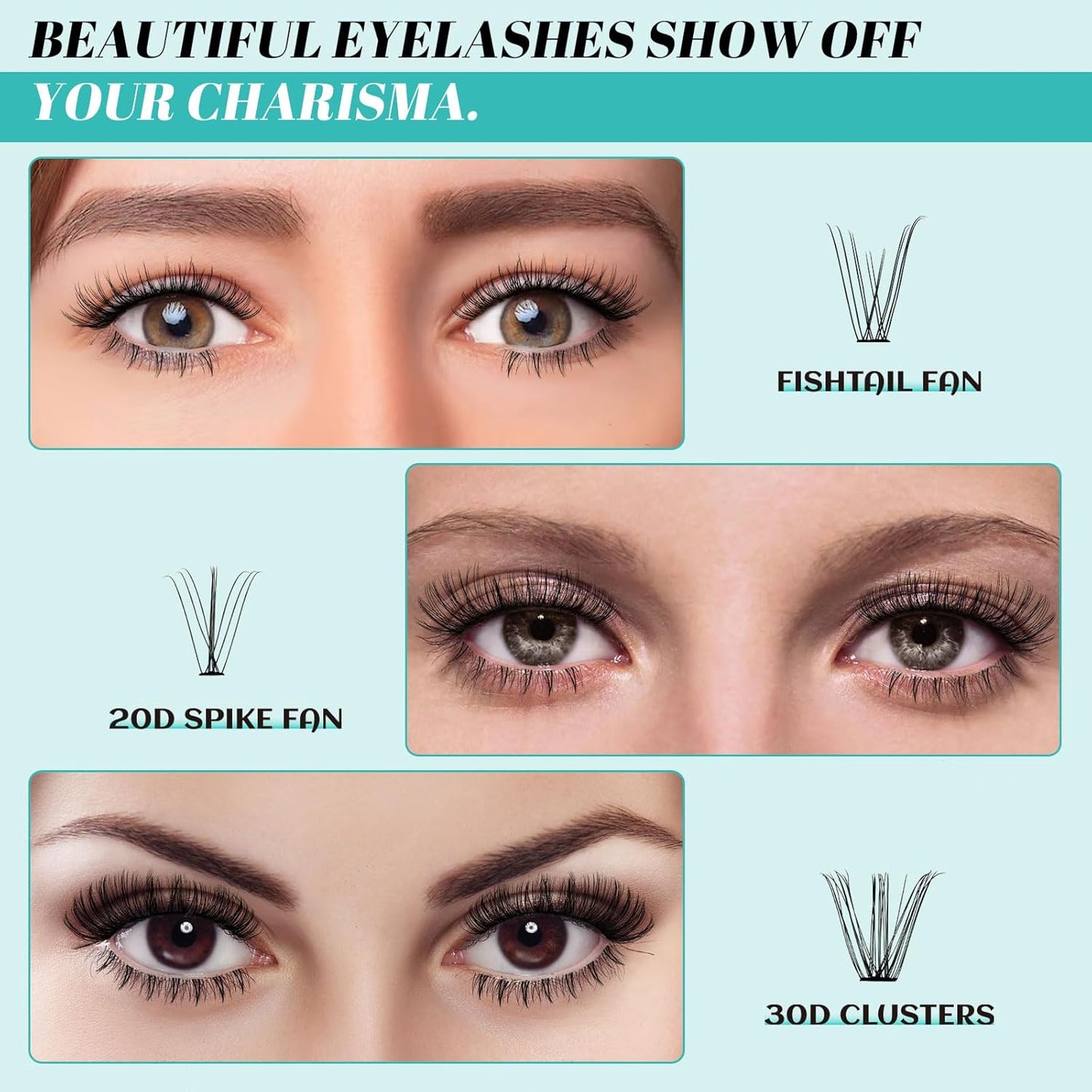 Lash Clusters Wispy 348PCS Eyelash Extension DIY Multi-Type Faux Bottom Lashes Lash Extension Natural Look Cluster Eyelash Extensions Soft False Eyelashes at Home for Beginners(D-Mix5-16mm)