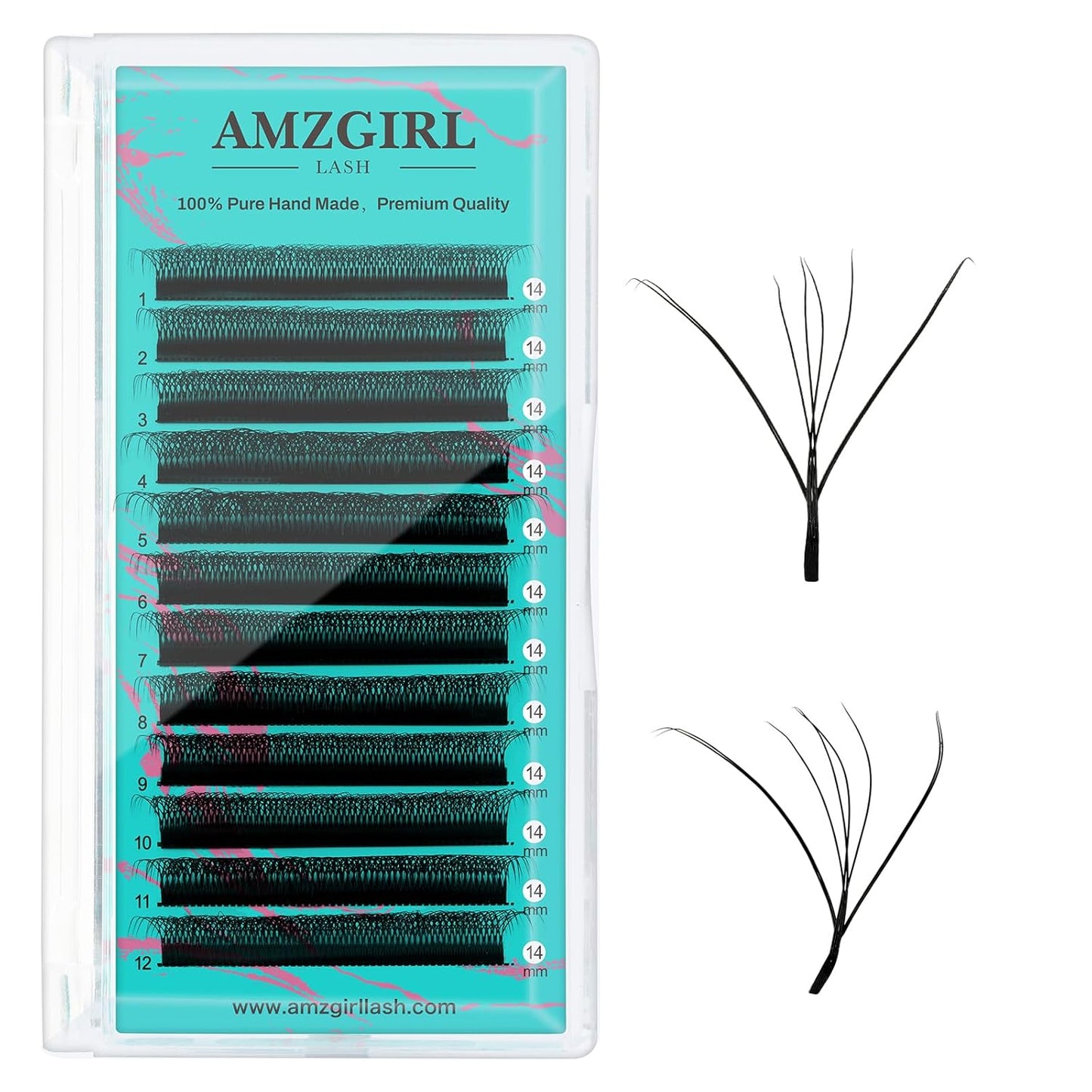 Individual Lashes Cashmere Volume Lash Extensions D Curl 8DW Premade Eyelashes Mixed and Single Tray,Soft and Dense Rapid Blooming Lashes,Eyelash Extensions for Professional Use(14mm)