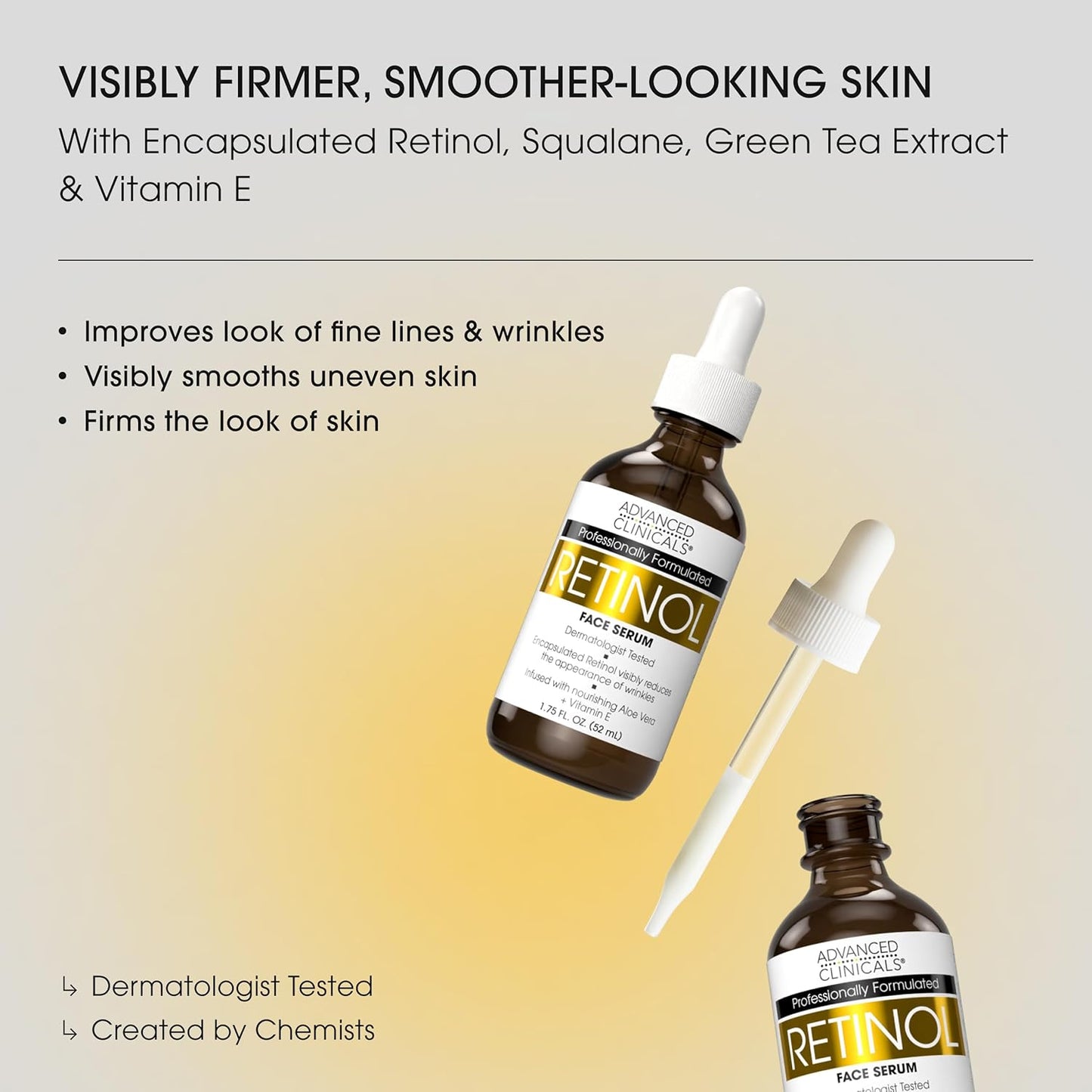 Advanced Clinicals Retinol Body Lotion + Retinol Serum 2PC Skincare Set For Women & Men Helps Diminish Appearance Of Crepey Skin | Face Serum & Body Cream Visibly Improves Look Of Wrinkles & Sagging