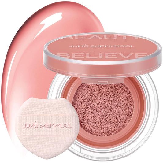 JUNGSAEMMOOL Artist Cushion Blush (Coral Halo) | Easy to Blend, Lightweight, Hydrating Korean Makeup Cushion Blush for Dewy & Glowing Cheeks