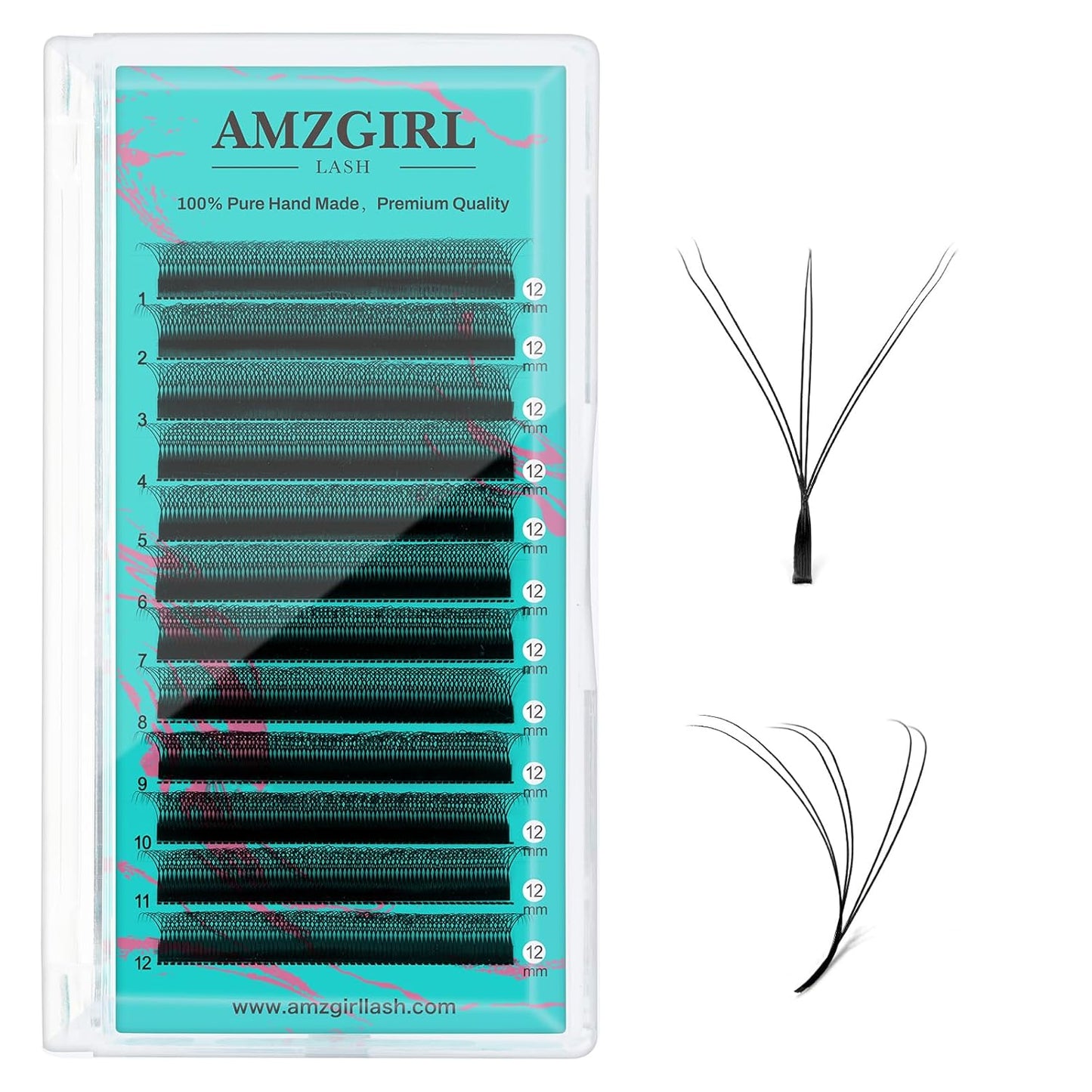 Lash Extensions Cashmere Volume Lash Extensions,6DW Premade Eyelashes Rapid Blooming Volume Eyelash Extension Mixed Tray/Single Length C D Curl for Lash Technicians(12mm)