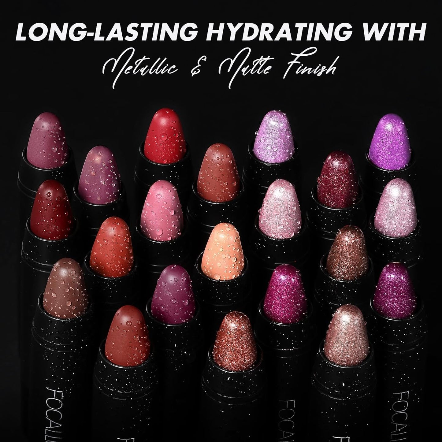 FOCALLURE Ultra Chic Metallic Lipstick,Rich Vitamin E Lip Crayon,Lightweight Shinning Color without Drying or Fading,Long Lasting Lips Makeup,#24 Copper