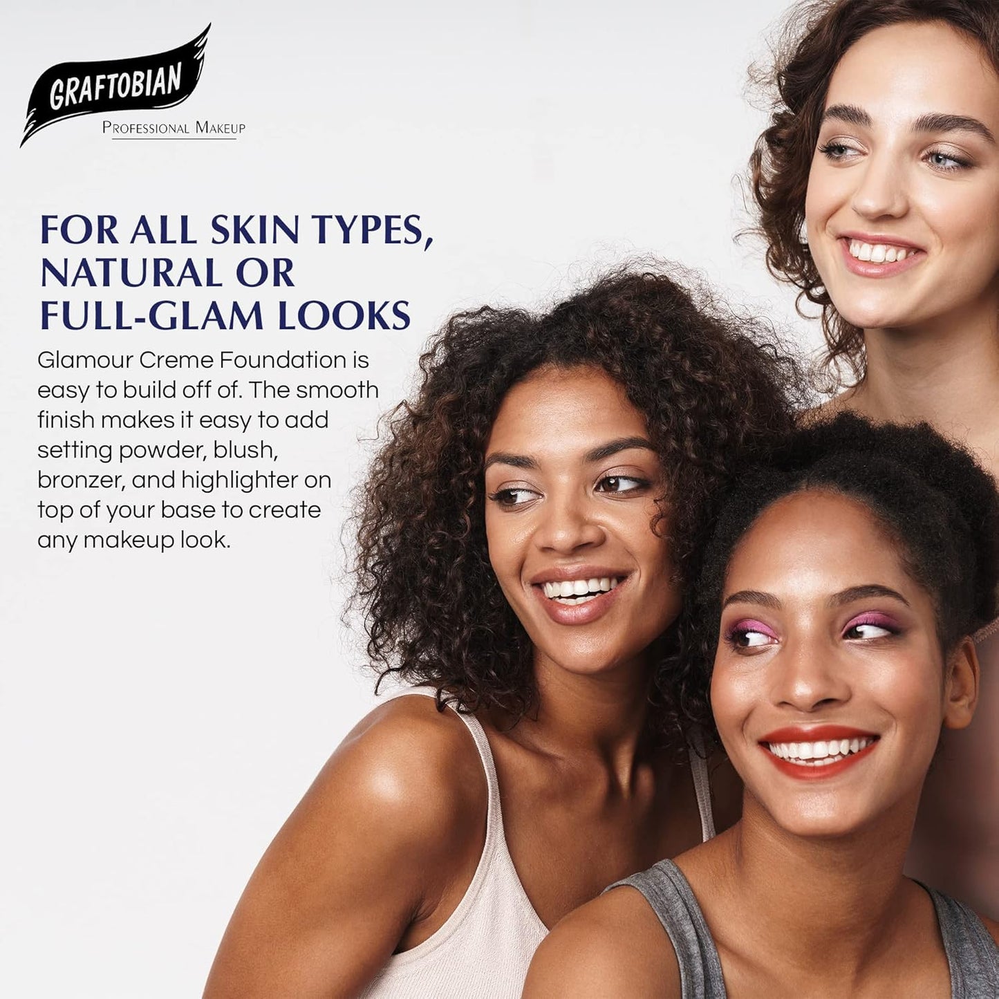 Graftobian HD Glamour Crème Foundation 1/2oz, Weightless Full Coverage Makeup, 65 Inclusive Shades, For All Skin Types, Natural or Full-Glam Looks, For Professionals and Beginners, Shadow Dance