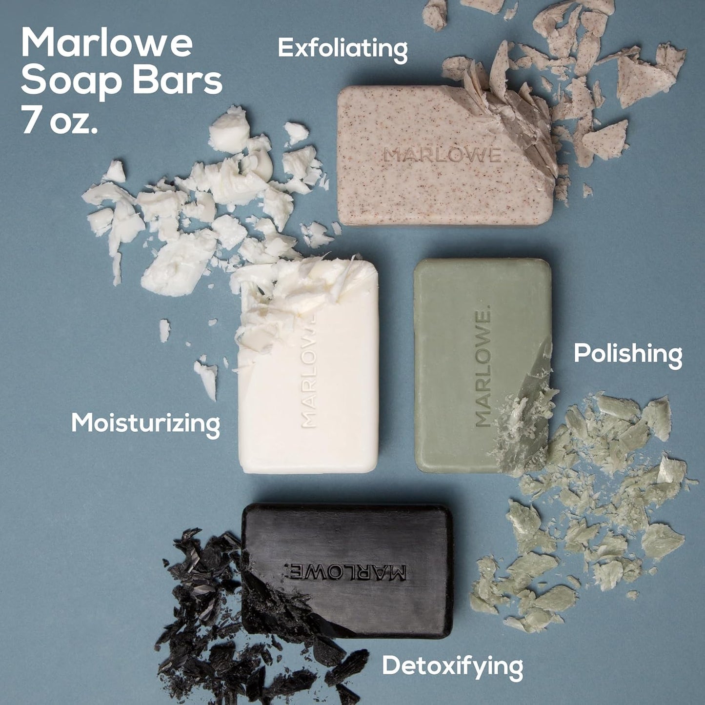 MARLOWE. No. 108 Lightly Exfoliating Soap Bar, 7oz (3 Bars) Polishing, Moisturizing & Cleansing Bar Soap for Men, Made with Natural Ingredients