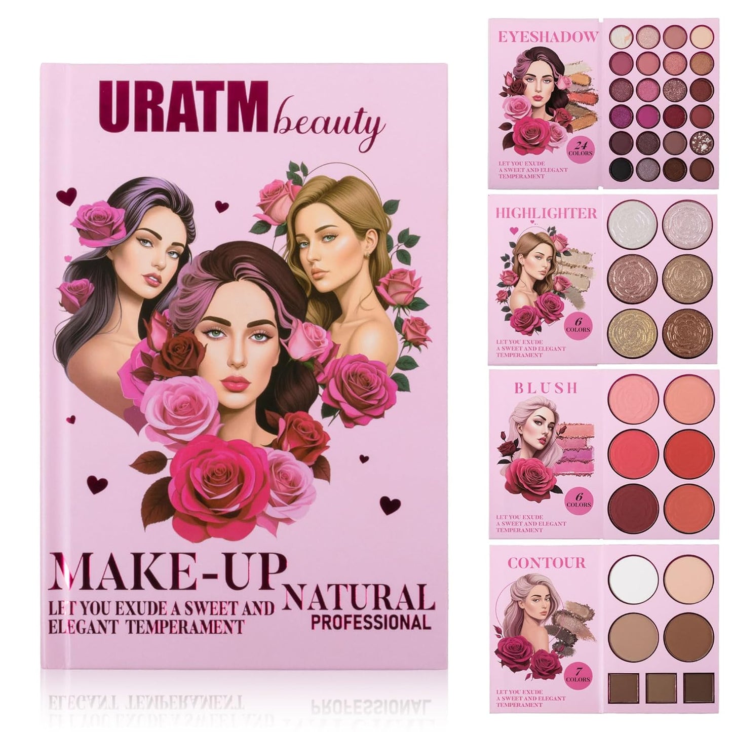 4-Layer Book-Style Foldable Makeup Palette Set | Portable & Long-Lasting | Contour Blush Highlight Eyeshadow, Professional 43 Shades, Suitable for Multiple Skin Tones & Makeup Looks, Gift Idea