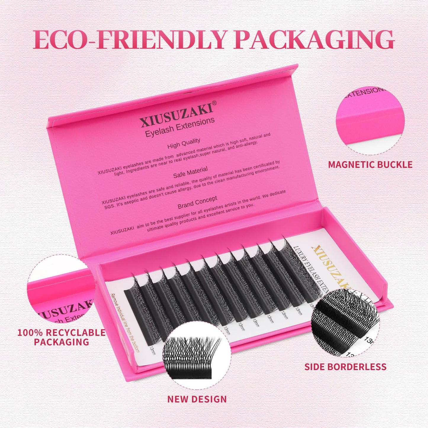 Lash Extensions Double Tips 3D Eyelash Extensions W Shape 0.07mm Thickness C Curl 13mm Premade Fans Easy Fan Volume Matte Black Crisscross Eyelashes(W-3D-Double Tips-0.07-C,13mm)