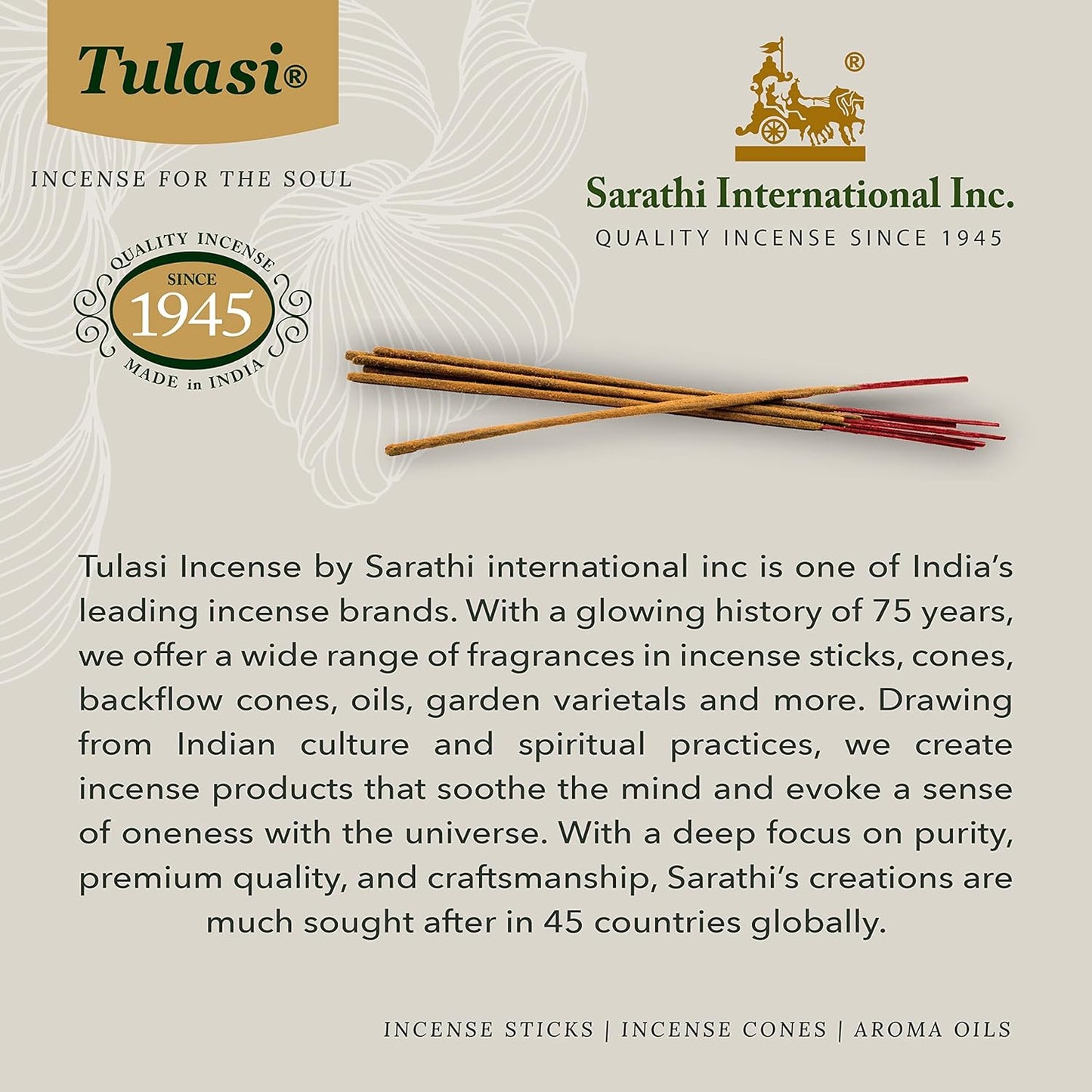 Tulasi Herbal Masala - Gift Pack of 6 x 15Gm, Hand Rolled Fragrance Incense Sticks for Aromatherapy, Relaxing, Yoga, Meditation, Prayer, 120 Herbal Incense Sticks with Natural Oils