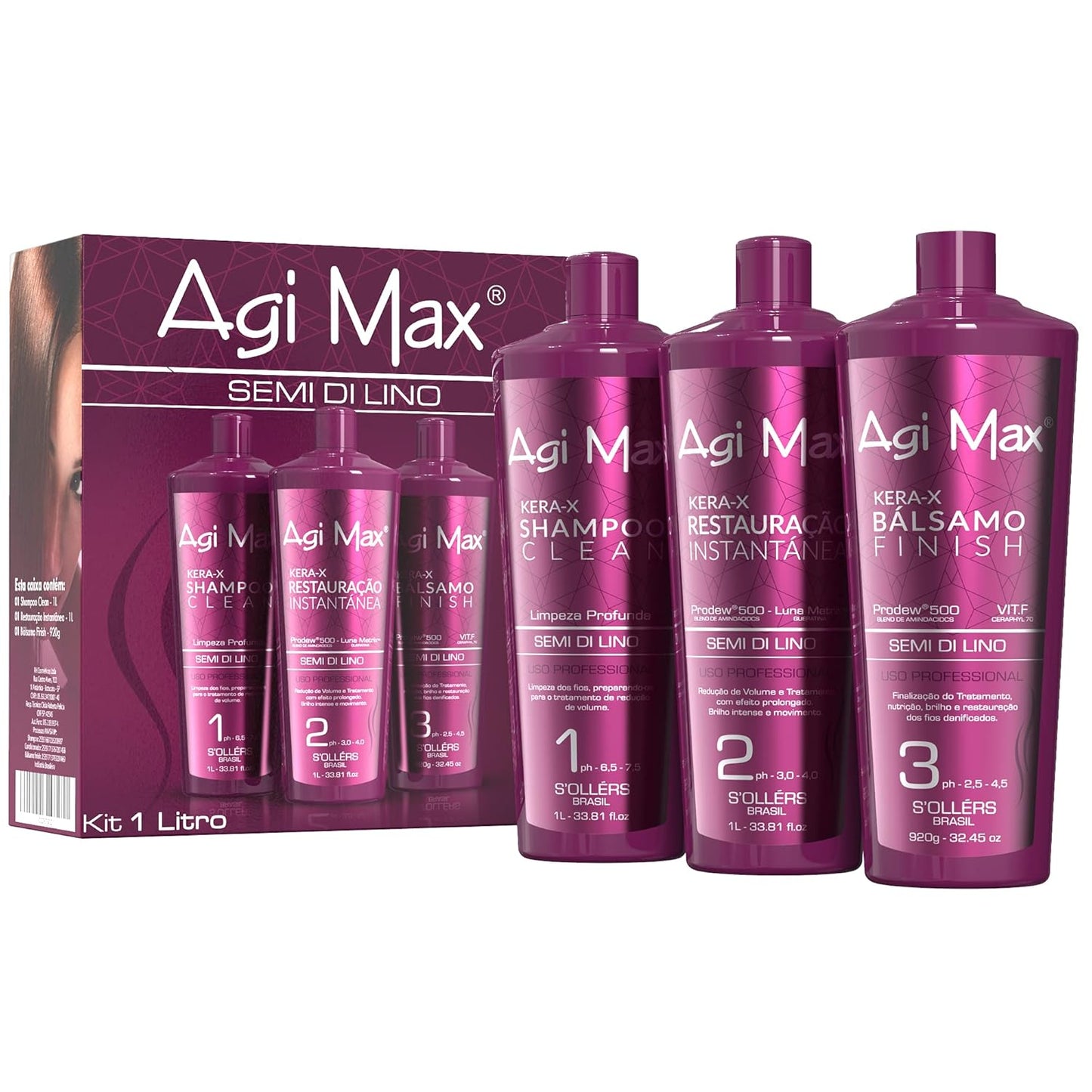 Brazilian Keratin Hair Treatment Kit 1000ml - 3 Steps - The Best Straightening!