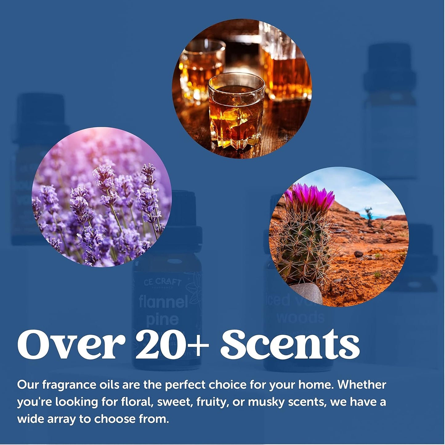 CANDECraftCo Premium Fragrance Oil – Diffuser Oils Fragrances Scented for Home, Candle Soap Making Supplies, Aromatherapy Blends for House (0.34 Fl Oz) (Lavender Vanilla + Cactus Flowers)